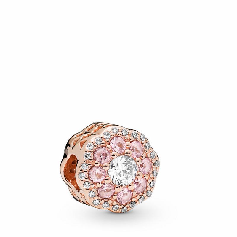 Talismane Pandora Pink Sparkle Flower Roz (mzR7u0b4)